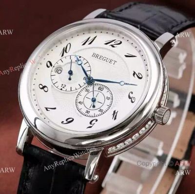 Fake Breguet SS Arabic Markers Black Leather Watch